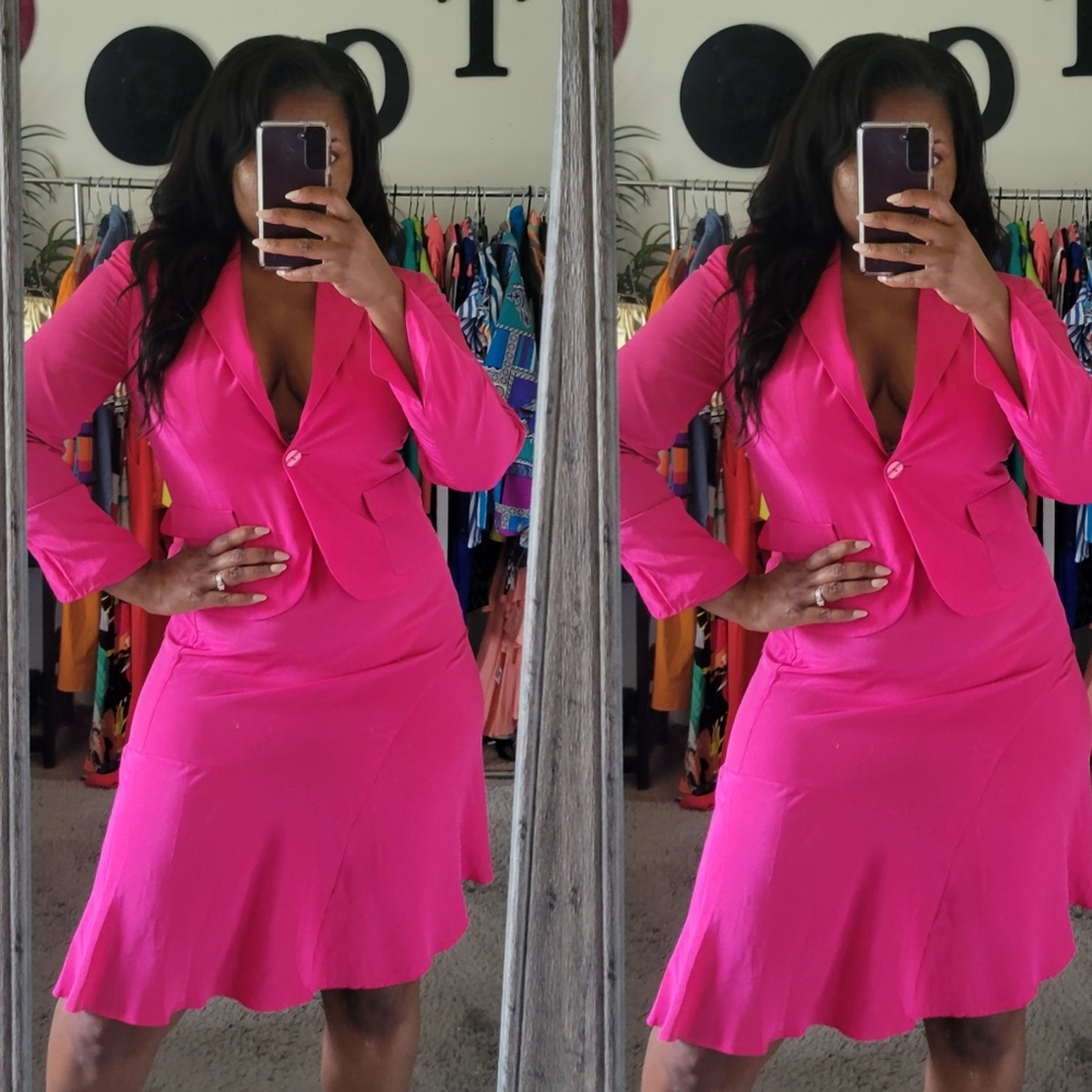 Vintage Evan Picone pink suit